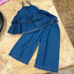 Denim two piece girl outfit